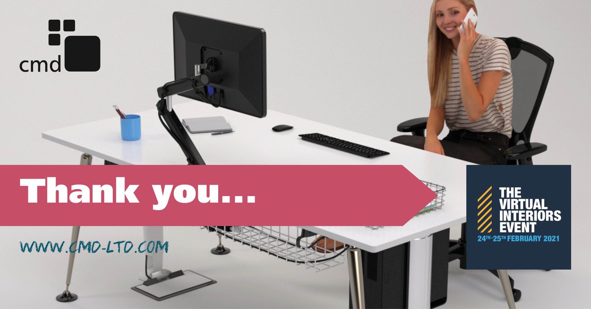 CMD Ltd (@cmdltd) on Twitter photo Thank you to those who joined us for the <a href="/TheVIEvent/">The Virtual Interiors Event</a>. If you have any questions or want more information about the Miro monitor arm, or any of the other products featured on our stand, please get in touch.
#TheVIEvent #CMDLtd #MiroMonitorArm #Ergonimics #OfficePower Thank you to those who joined us for the <a href="/TheVIEvent/">The Virtual Interiors Event</a>. If you have any questions or want more information about the Miro monitor arm, or any of the other products featured on our stand, please get in touch.
#TheVIEvent #CMDLtd #MiroMonitorArm #Ergonimics #OfficePower