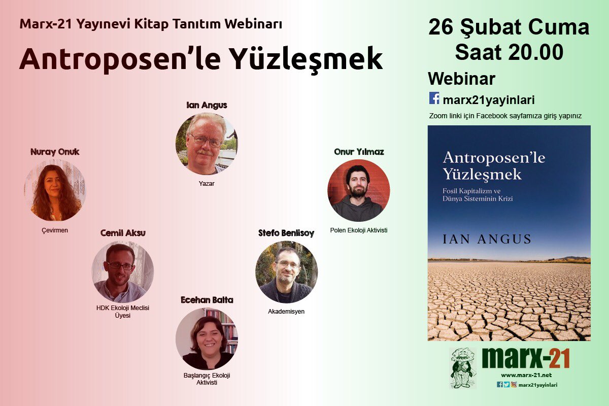 marx21yayinlari's tweet photo. Marx-21 yayınlarından yeni çıkan Antroposen’le Yüzleşmek kitabının yazarı Ian Angus’la söyleşimize bekleriz #antroposen #IanAngus #ekoloji #iklimfelaketi https://t.co/21t2fgTRNG