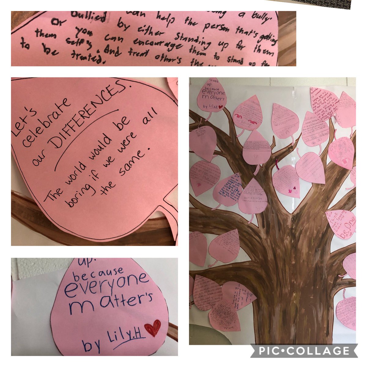 Grade 4s started our  “tree of caring” and it is full of beautiful words of wisdom, kind messages, reminders about name-calling and discrimination. @TVDSBSafeSchool <a href="/TVDSBEquity/">TVDSB Equity and Inclusive Education</a>. Our community commits  to creating a positive and inclusive culture @ParkviewPS_K