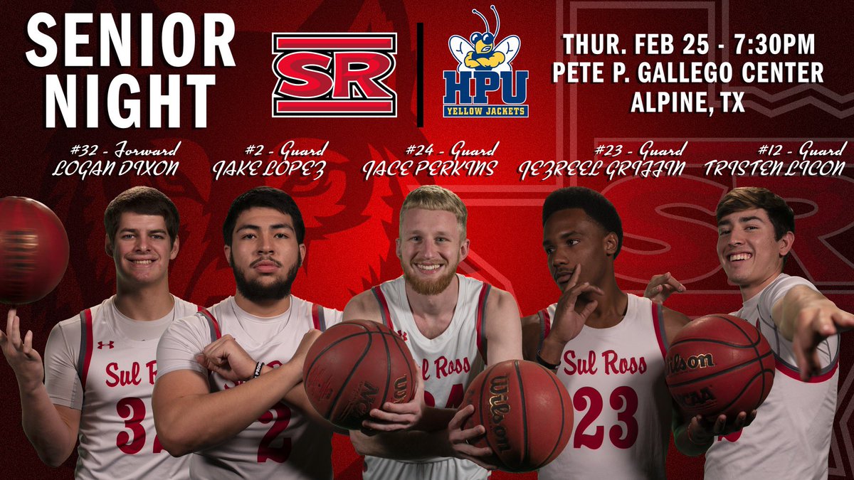 SRSU_MBB's tweet photo. 🚨🚨🐺 GAME DAY ALERT 🐺🚨🚨

Help us send out our seniors at their last regular season home game the right way by packing the Gallego tonight as we take on the HPU Yellow Jackets! Tip off is 7:30 following the women’s game

Watch: https://t.co/X4ZLuyrLCS

🐺🏀 | #WeHunt | #4To1 https://t.co/bR9iL6FoYv