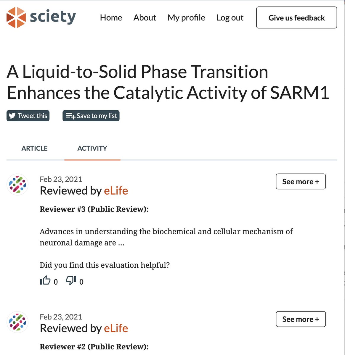 scietyHQ's tweet photo. We're undertaking exciting visual changes to Sciety, to put activity relating to the articles front and centre. Let us know your thoughts using #scietyfeedback
#sciencetwitter #preprint #preprintreview https://t.co/89zAhZp0UZ