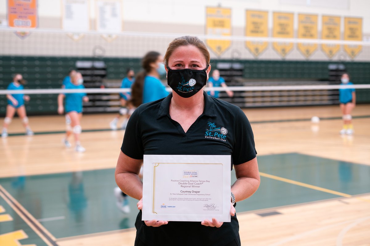 PCA_TampaBay's tweet photo. Courtney Draper is a Regional Winner of our Double-Goal Coach® Award! Coach Draper's extensive experience with volleyball benefits her athletes at @ChargersBeMore and @SPVBC and helps them grow as players and young adults. Thank you, Coach Draper! #BetterAthletesBetterPeople https://t.co/3NGKNsPmiL