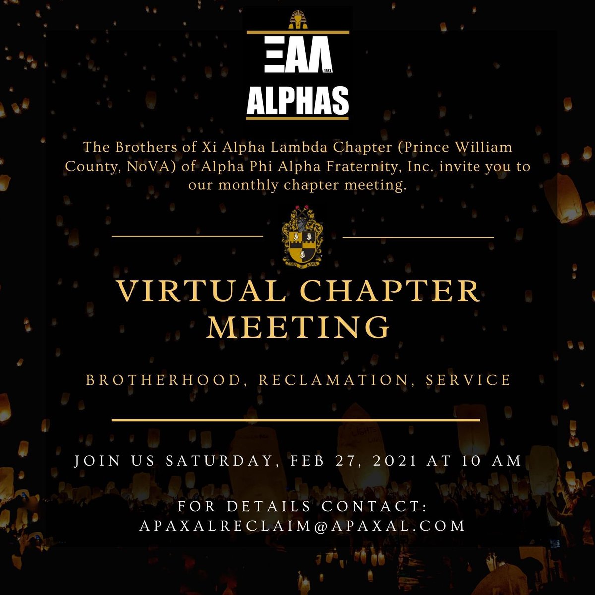 Brothers, XAL is looking forward to seeing you virtually at our Chapter meeting this Saturday.  Please see flyer below for details. 06!!🤙🏾