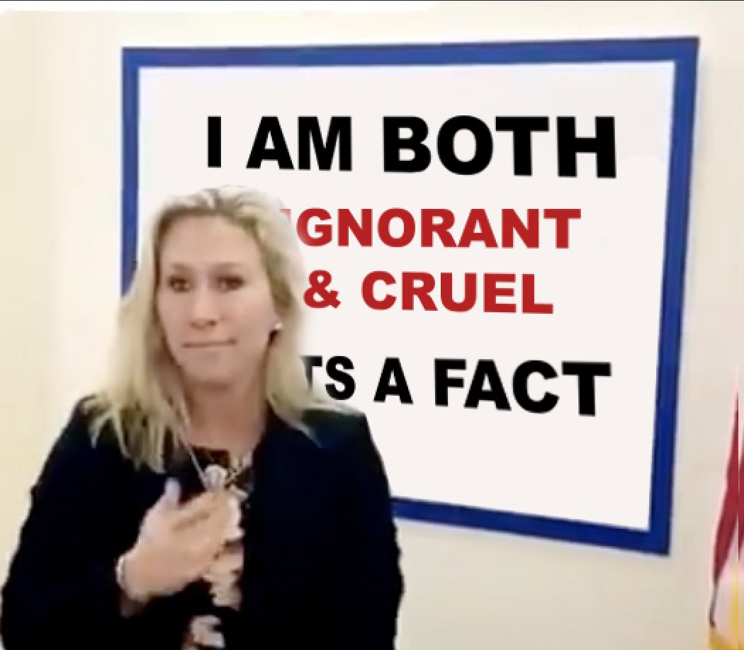 I fixed it for ya, you low-rent schoolyard bully.

<a href="/mtgreenee/">Marjorie Taylor Greene 🇺🇸</a> #MarjorieTaylorGreeneIsUnfit