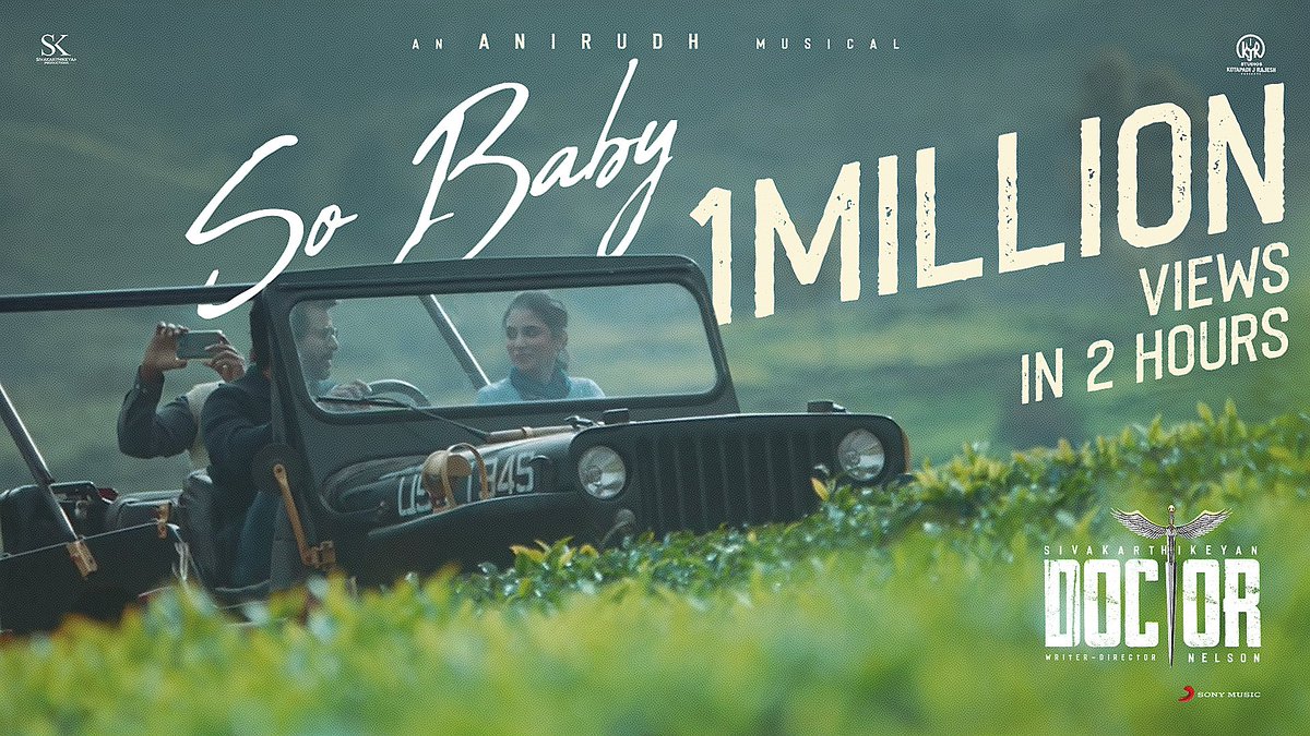 SonyMusicSouth's tweet photo. Already entered the MILLIONS club-ma! 🥳😍
#SoBaby from #Doctor setting new records! 🤩
➡️ https://t.co/45NyRK34pq
@Siva_Kartikeyan @anirudhofficial @Nelsondilpkumar @priyankaamohan @SKProdOffl @KalaiArasu_ @kjr_studios @ananthkrrishnan
#DoctorSingle https://t.co/iBnJg4GytZ