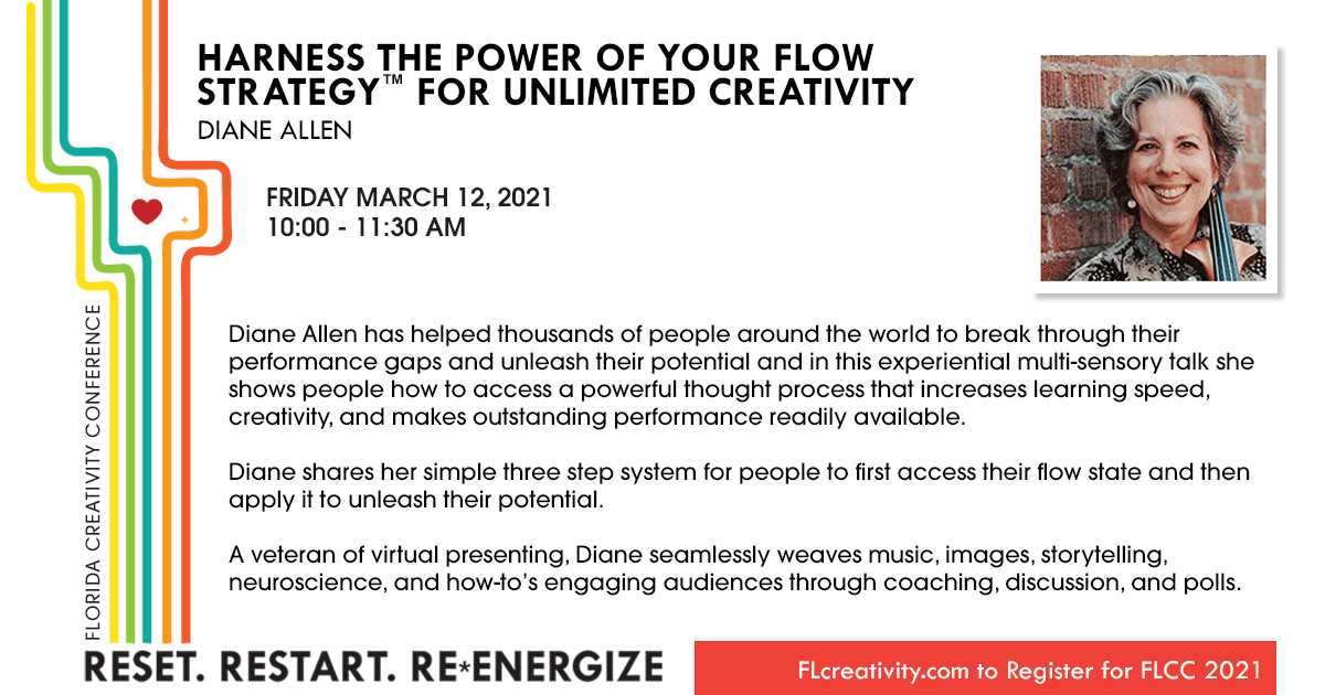 SuzanneDameron's tweet photo. The Florida #Creativity Conference is kicking off their first virtual event with a workshop on achieving the #FLOW state. Yes, I would like a little more FLOW please! Register: https://t.co/KZb3apUVa3 Details of Allen's workshop: https://t.co/td48MtD2ZO https://t.co/p7Io91LiRR