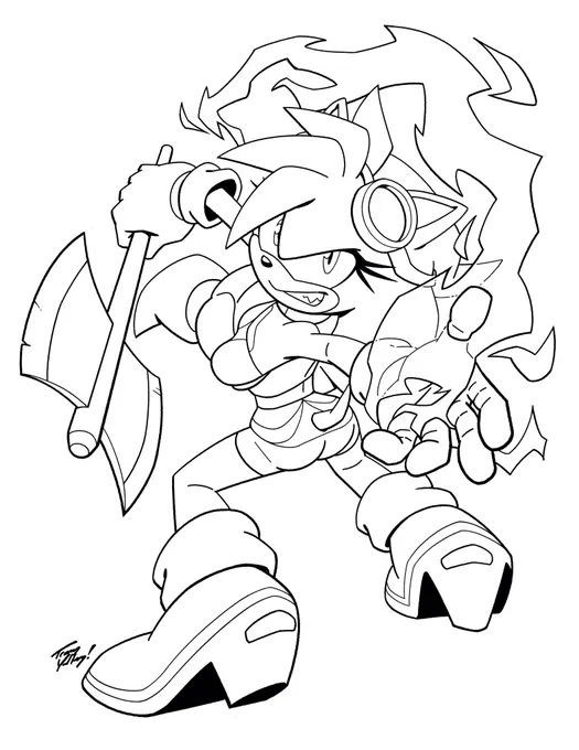 Axe. Fire. Butt. Boob. What more could anyone ask from this commission for @leggy_o ?
In fact, it's a  near perfect golden spiral of OC goodness 