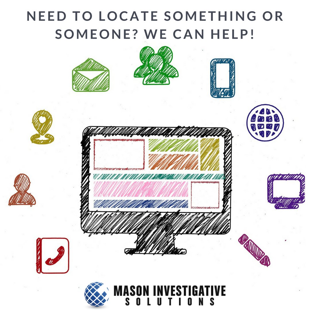 MasonInvSol's tweet photo. As a leading private investigation agency in Arizona, we locate a laundry list of things for law firms.
Persons
Assets
Vehicles
Public Records
Driver Histories
Historical Roadway Accident Data
Contact us at 800-653-1128 to learn more!
#attorney #AZattorney #personalinjury https://t.co/cB21kxVs8n