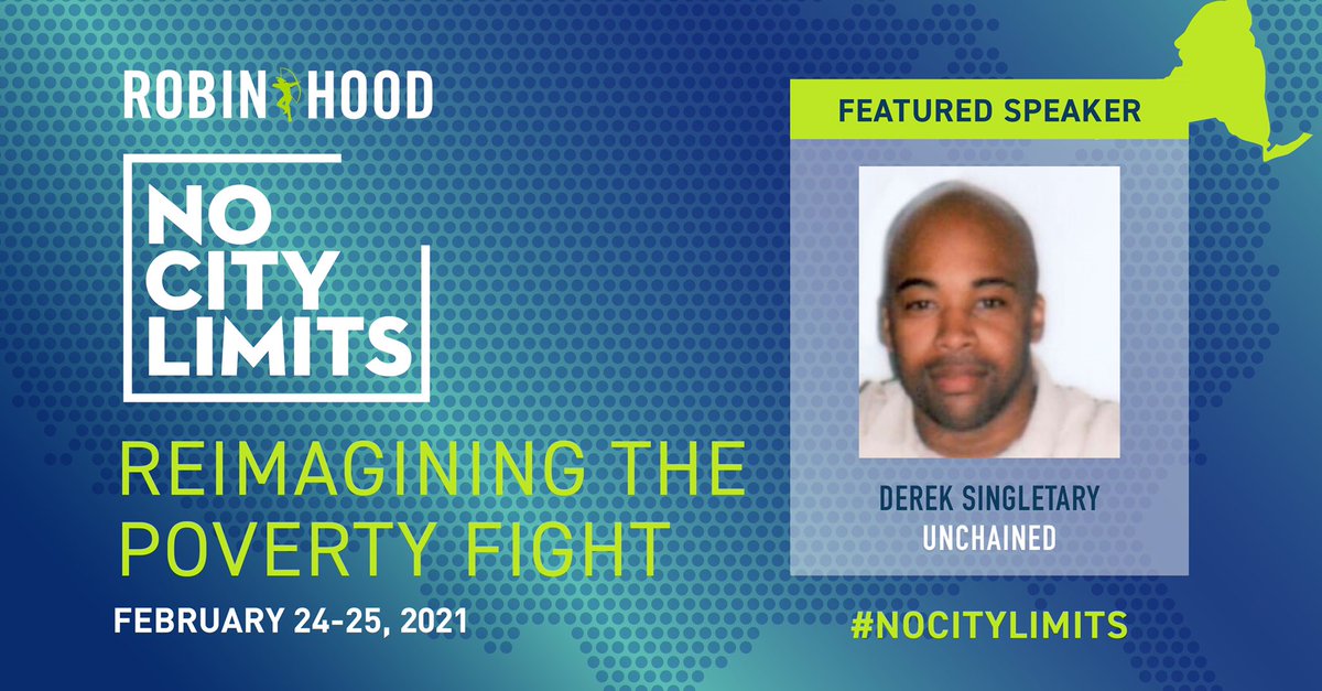UnchainedNOW's tweet photo. Our Co-ED Derek Singletary is speaking at @RobinHoodNYC #NoCityLimits: Reimagining the Poverty fight conference today at 12:15! He’ll be discussing the need to pass #LessIsMoreNY and more. Register here: https://t.co/jnDYa8UHUc https://t.co/8fbhGqe3lX
