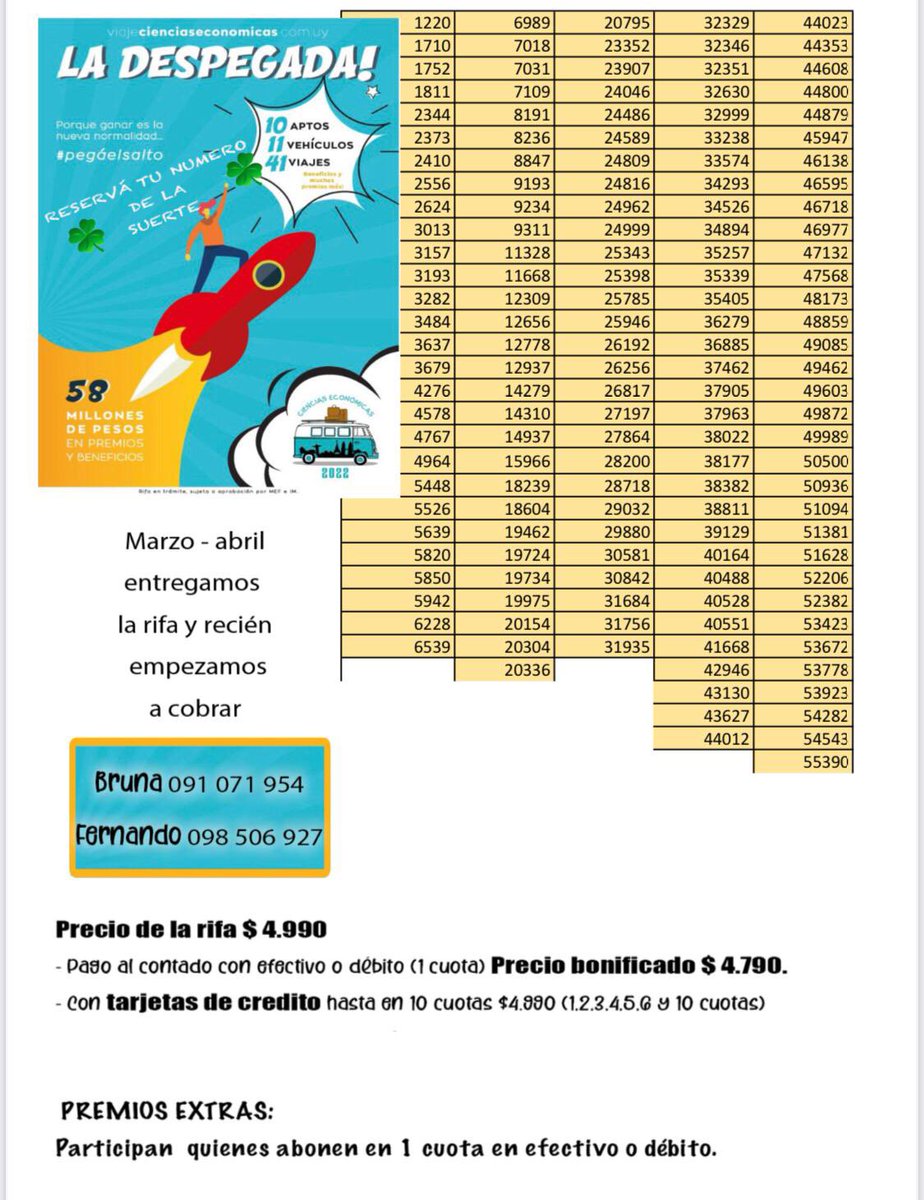 rifascceebru's tweet photo. #rifadecienciaseconomicas números que van quedando! No lo dejes pasar! El 30 de abril es el primer sorteo 🍀🙌🏻 https://t.co/fti9riPXuP