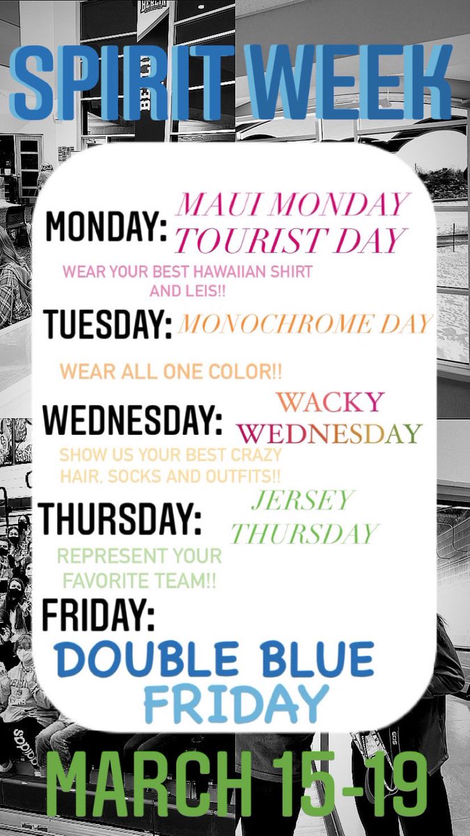 B E A R S🐻! In honor of the 3140 family all being back together, the Cave is sponsoring a SPIRIT WEEK March 15-19! We can’t wait to see everyone’s spirit when we are all together! Themes are below⬇️🔵 #clawsup #doubleblue <a href="/Todd_spinner/">OlentangyBerlinBears</a>
