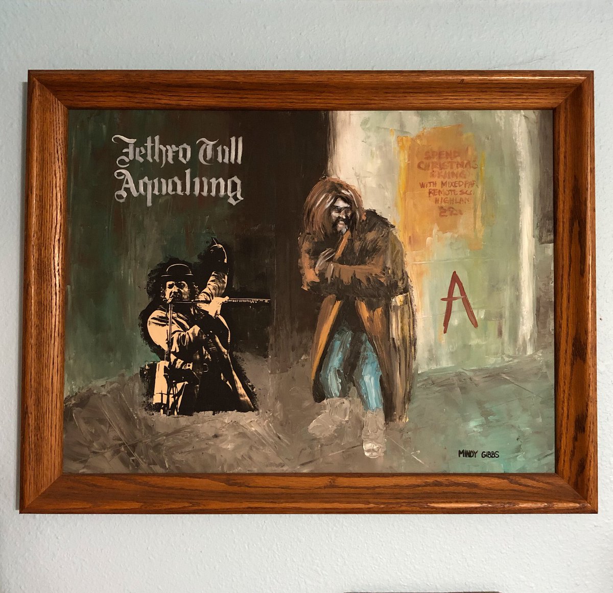 MindysBeerGear's tweet photo. I used to paint stuff. Here’s a 20 year old college project. Done with mostly palette knife. #jethrotull #aqualung #aqualung50thartcontest @jethrotull https://t.co/nr1biyF73V