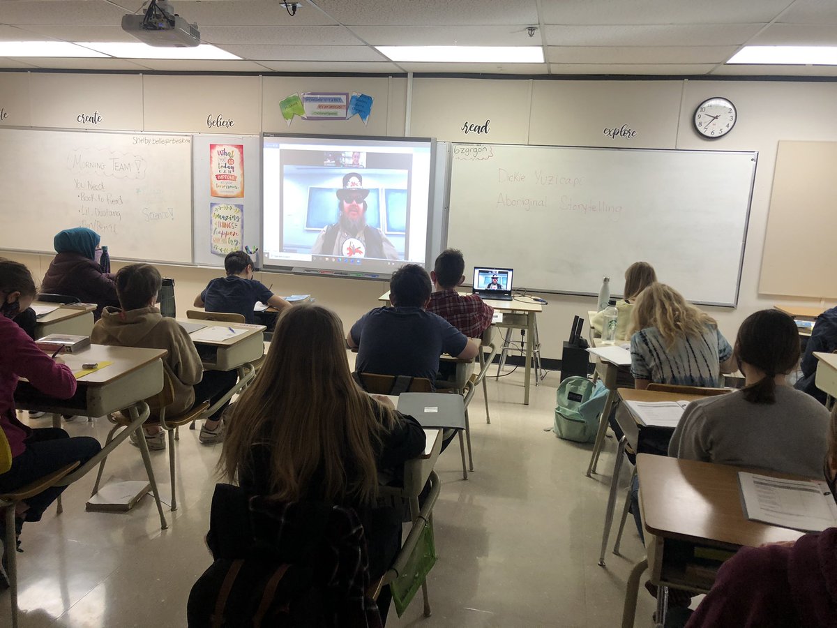 Wrapping up our First Nations Legends unit with a traditional storytelling presentation from Dickie Yuzicapi and <a href="/OfficialRPL/">ReginaPublicLibrary</a>. Thank you for sharing your knowledge with us! <a href="/wshawrylak/">W.S. Hawrylak School</a> #huskiesLEAD