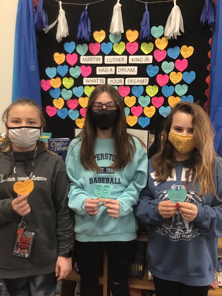 mmscardslibrary's tweet photo. Students at the Sixth Grade Center share their dreams alongside Dr. Martin Luther King Jr. to celebrate Black History Month. What is your dream? #MMSInspires @MMSCardinals @melissaisd https://t.co/yMFOfALjVL
