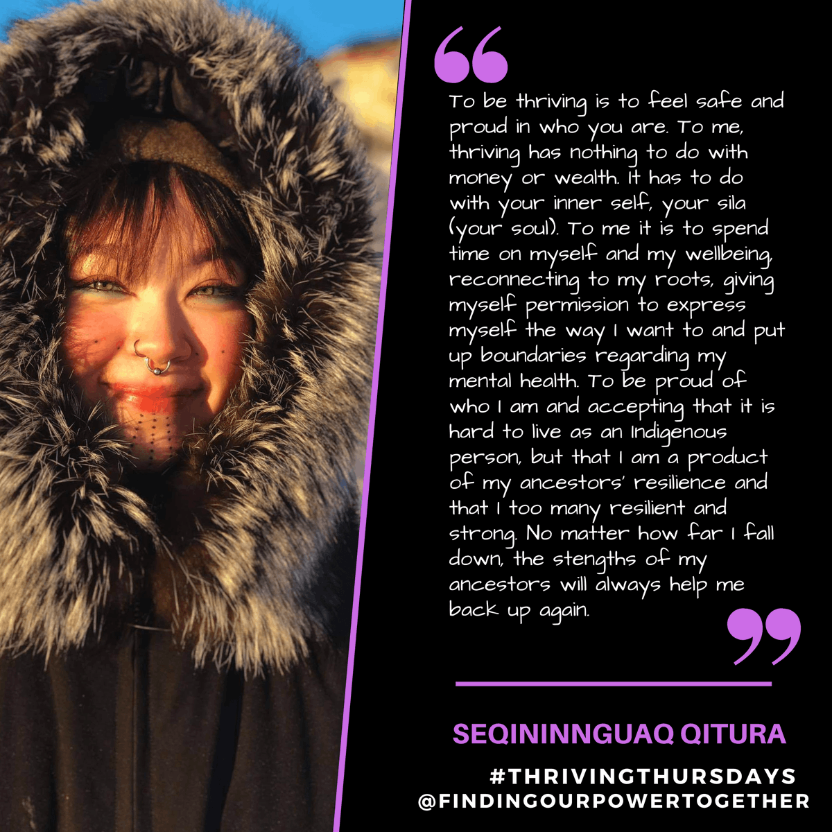 FOPT2022's tweet photo. Today is Thriving Thursday and we are excited to be featuring Seqininnguaq Qitura. Seqininnguaq (they/them), an Inuk from Greenland, is an artist and Indigenous rights activist.
Who should we feature next week?
#thrivingthursdays #findingourpowertogether https://t.co/3kS22pHoa1