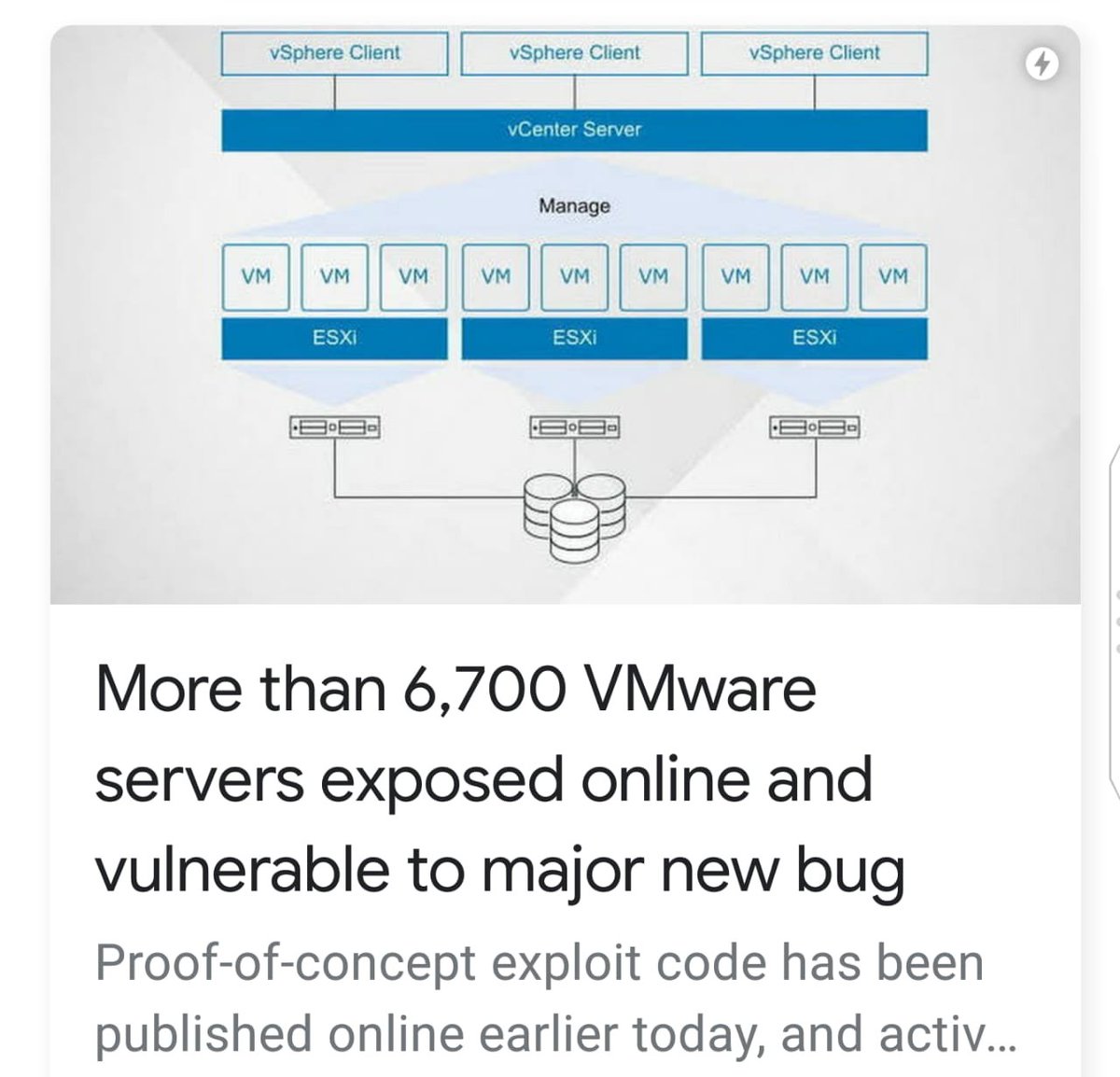 Odinml's tweet photo. @secuinfor @VMware El impacto es grande, por favor tomen las recomendaciones cuanto antes.
#Noticiasdeseguridad #Secuinfor #SiempreAlerta https://t.co/qZLLzP0jyr