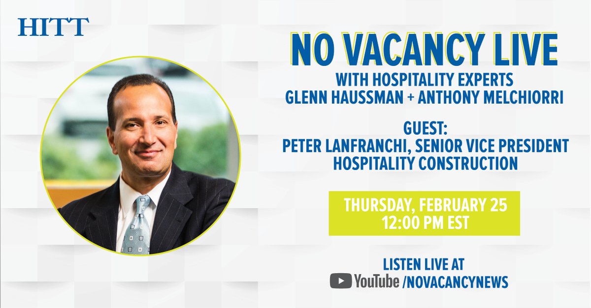 HITTContracting's tweet photo. Tune in now to No Vacancy w/ #hospitality experts @TravelingGlenn + @AnthonyHotels to hear our SVP of Hospitality Peter Lanfranchi tell how we use technology like 360 capture, 4D logistics &amp; more in hotel construction to reduce cost and deliver on time. https://t.co/kH6FgJrOHs https://t.co/rnls3SjX94