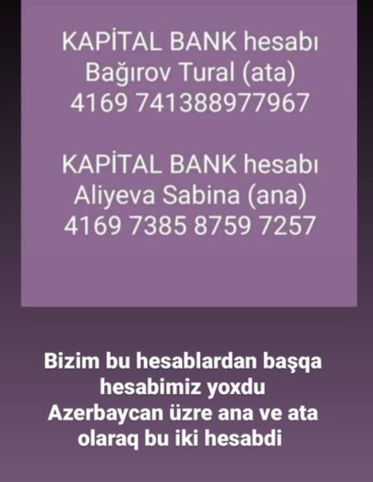 Shahbazova💭 (@no___problemooo) on Twitter photo Tunar bizim gələcəyimizdir. Balaca mələyimizi birliyin nə olduğunu yaxşı bilən Azərbaycan xalqı Allahın köməkliyi ilə xilas edə bilər. Tunara nəfəs olaq, onu birlikdə yaşadaq!
#SMATunar
#TunaraNefesOl
<a href="/presidentaz/">Ilham Aliyev</a>
<a href="/HikmetHajiyev/">Hikmet Hajiyev</a> Tunar bizim gələcəyimizdir. Balaca mələyimizi birliyin nə olduğunu yaxşı bilən Azərbaycan xalqı Allahın köməkliyi ilə xilas edə bilər. Tunara nəfəs olaq, onu birlikdə yaşadaq!
#SMATunar
#TunaraNefesOl
<a href="/presidentaz/">Ilham Aliyev</a>
<a href="/HikmetHajiyev/">Hikmet Hajiyev</a>