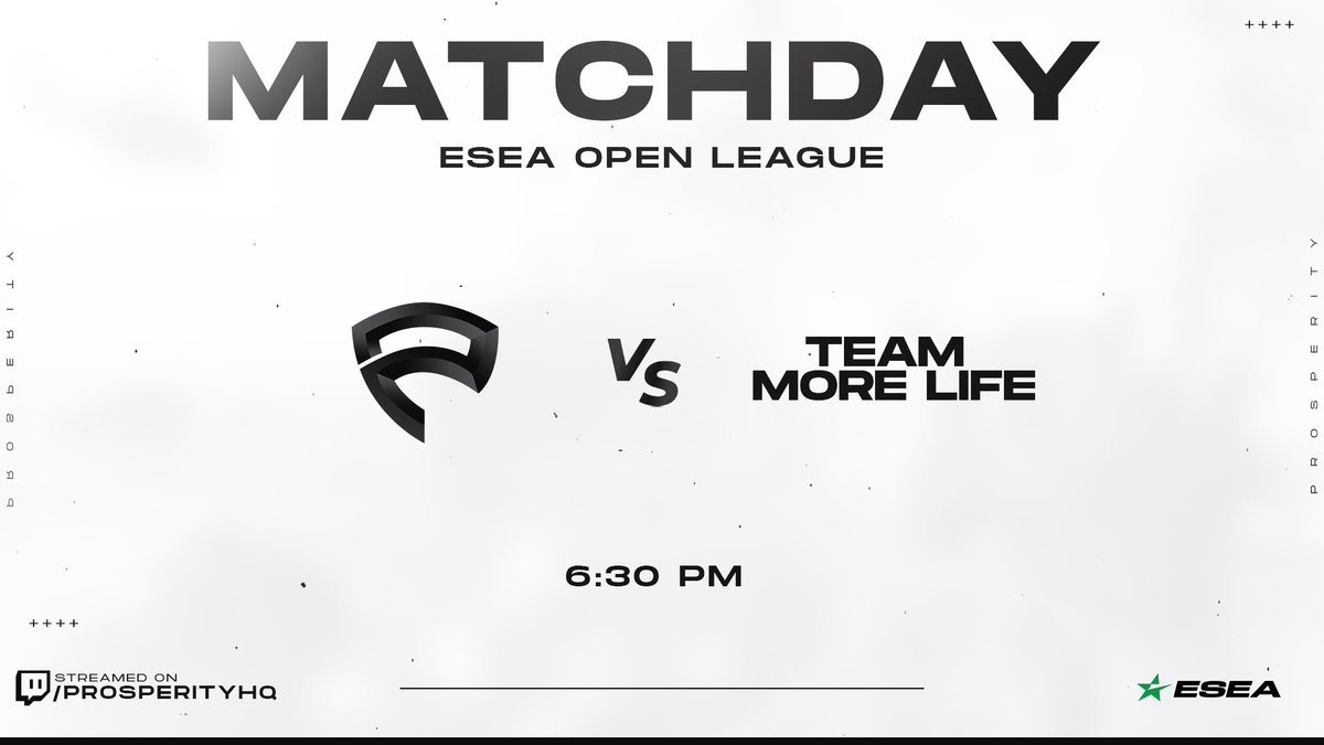 MATCH DAY!

Just over a week since our last ESEA match and we are ready to get straight into tonight's match!

🆚 'TEAM MORE LIFE'
🕖 6:30pm
🗺️ Overpass
🎙️<a href="/EU_ReTr00/">Ryan “ReTr00” Bernard</a>
🌐 twitch.tv/ProsperityHQ