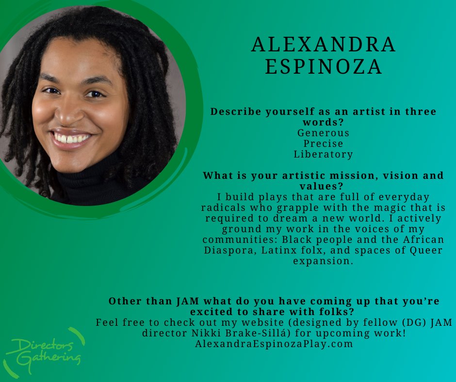DirectorsGather's tweet photo. #WeGather for (DG) JAM Director Alexandra Espinoza
Join us virtually for (DG) JAM on Saturday February 27th at 5:00pm EST, tickets are free. RSVP here: https://t.co/UCN4xWrntu
#DGJAM https://t.co/msQg1PG9kg