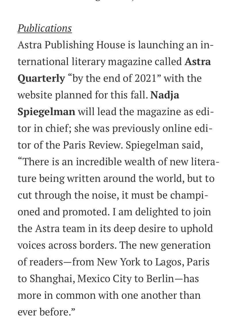 💥💥💥 This will be the baddest, queerest, coolest, funniest, most literary publication of the century! Congrats to EIC @NadjaSpiegelman, who is launching a new literary magazine along with @astrahousebooks! 💥💥💥