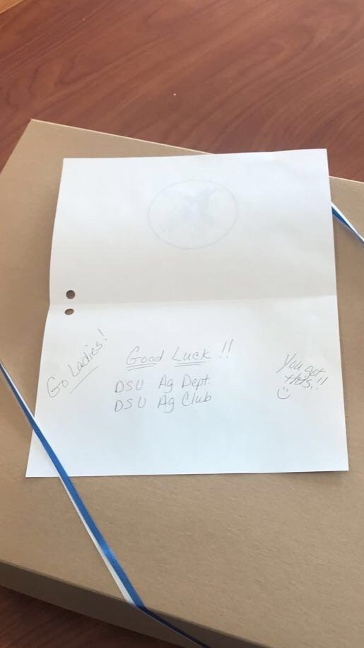 dsubluehawks's tweet photo. Sharing some DSU magic with you today:
More than 700 miles away, Hawks still fly together!
The DSU Dept. of Ag & DSU Ag Club sent the @BlueHawkWBB team good luck donuts before their conference tournament semi-final game tonight in Bellevue, NE!
#bluehawkfamily #hawksareup๐๐ฉ https://t.co/hBtRoh93gR