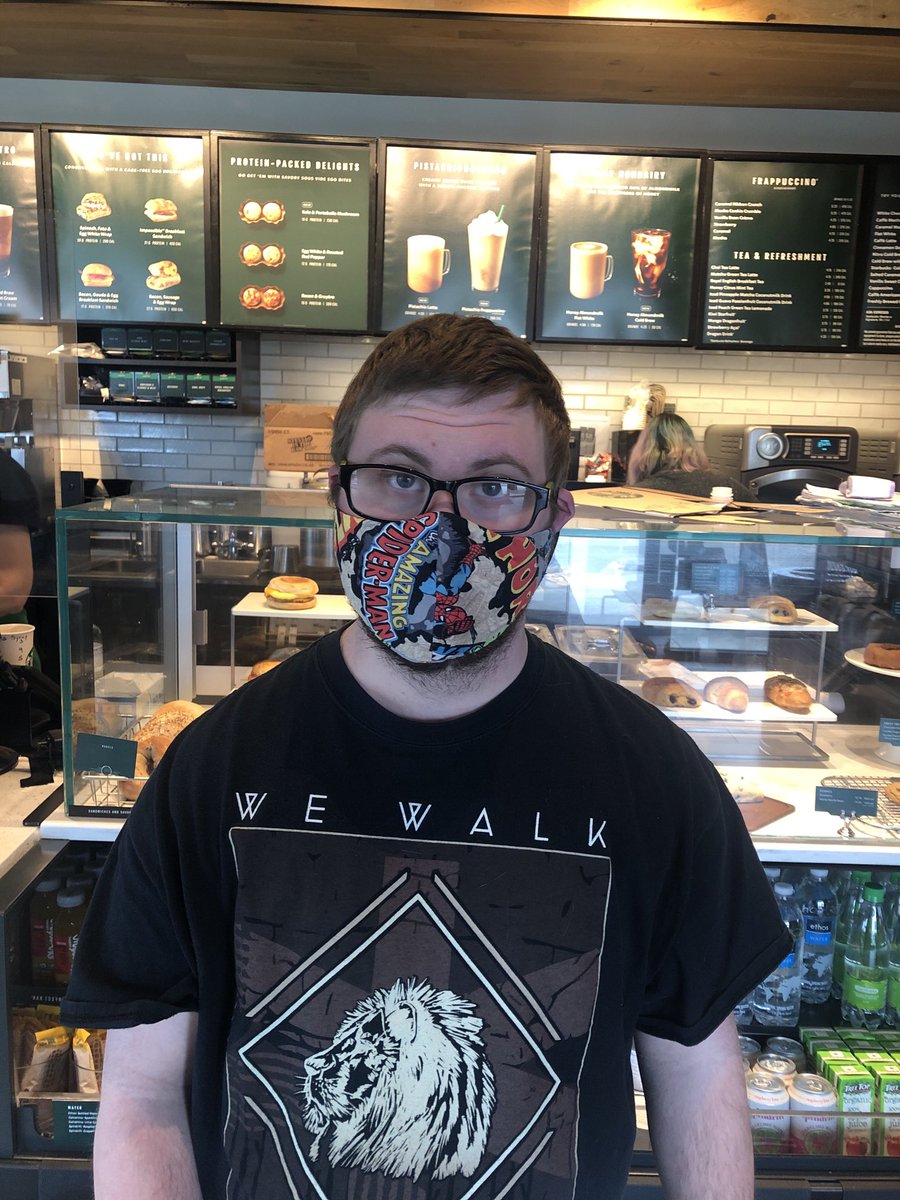 just_being_jen's tweet photo. First visit inside a ⁦@Starbucks⁩ in almost a year. #fullyvaccinated #downsyndromelife #covidhasbeenhard ⁦@KeganMark⁩ #lovehim https://t.co/UuyGQR2QkP