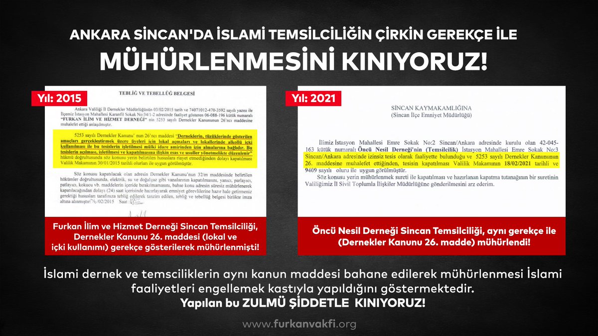 Müslümanlar iktidarda (!) ama İslami dernekler Mühürleniyor.. Hem de "izinsiz içkili lokal açma maddesi" gerekçe gösterilerek..

Gerçek iktidar kim! 

Meseleyi hala anlamak istemeyenlerin kulakları çınlasın! 

İslamiDernekler Mühürleniyor
#AnkaraValiliği