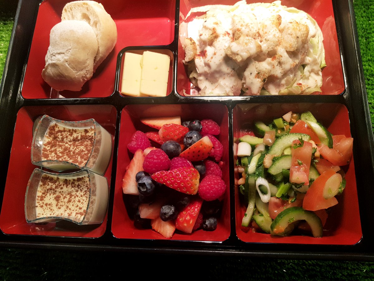 Audrey Thompson <a href="/StMargsBushey/">St Margaret's School</a>-  Bento Box for 
Hospitality Today-  Home Made Bread Roll, Traditional Caesar Salad, Tomato &amp; Onion Salad, Mixed Berries, &amp; Panacota 😋😋😋