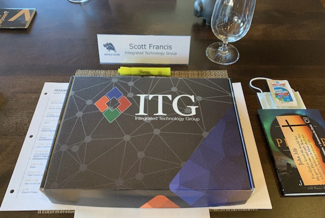 kinggl's tweet image. Scott Francis, Operations VP and Partner of Integrated Technology Group, is presenting our Core Business Presentation today. Scott came prepared with a “shock and awe” box for every member.