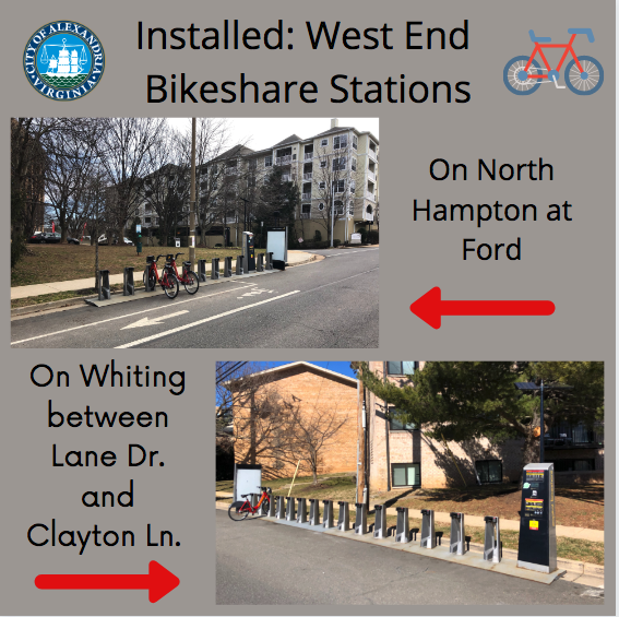 West enders: 2 of 7 refurbished @bikeshare stations to be installed on the west end are officially operational! We're thrilled to bring bike share to the west end ahead of schedule and are planning for an additional 17 stations as funding becomes available. 

#BikeALX
#BikeVA