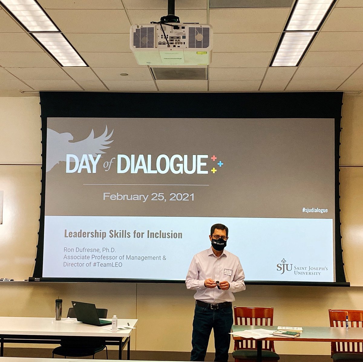 Dr. Ron Dufresne giving his 12:30 presentation on leadership skills for inclusion. What presentation are you attending today!? #sjudialogue