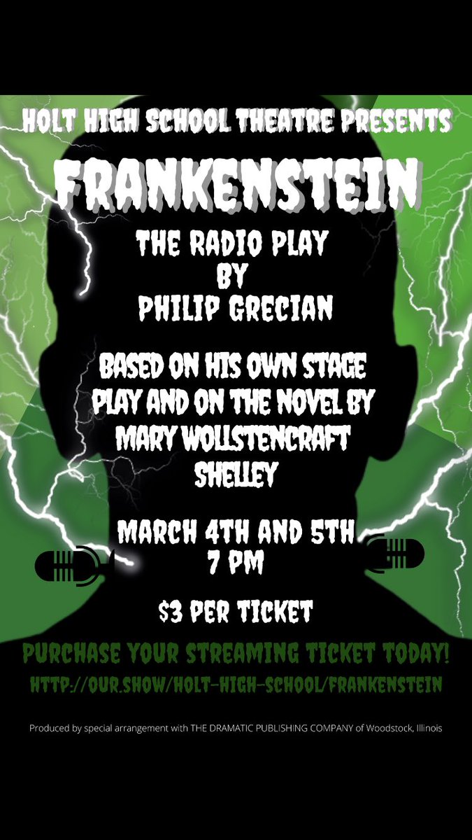 Be sure to pick up your ticket for the streamed performance of “Frankenstein- The Radio Play”! Next Thursday and Friday at 7pm!