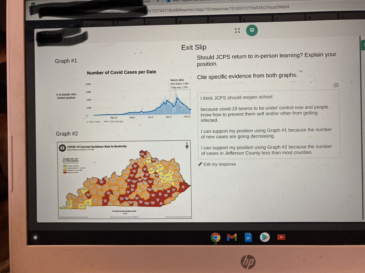 MsAguiar13's tweet photo. With the upcoming @JCPSKY board meeting, we analyzed KY COVID-19 graphs for our GOW assignment. Students are important stake holders in this decision and should be heard. Thanks to a wonderful group of @SHSOurHouse students creating thoughtful responses. https://t.co/MECwpE0xPw