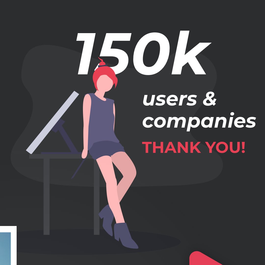 inssist's tweet photo. Breached 150k active users and companies! Yay! Thank you for your support! https://t.co/0iEExC4g5w