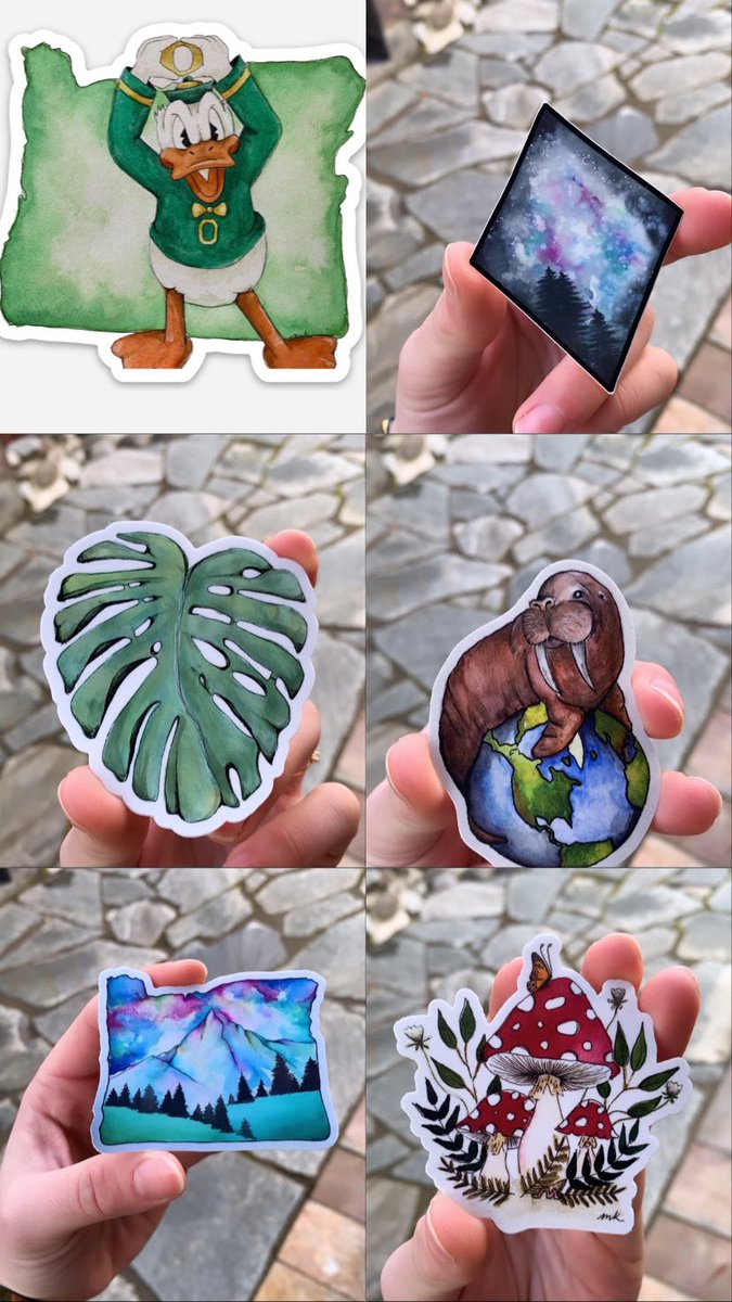 Final sticker haul set and ready for the grand opening of Galleria at The Smith gallery exhibition starting March 5th - April 11th.
See anything you like?? 
Shoot me a message and/or stop by and say hi😊