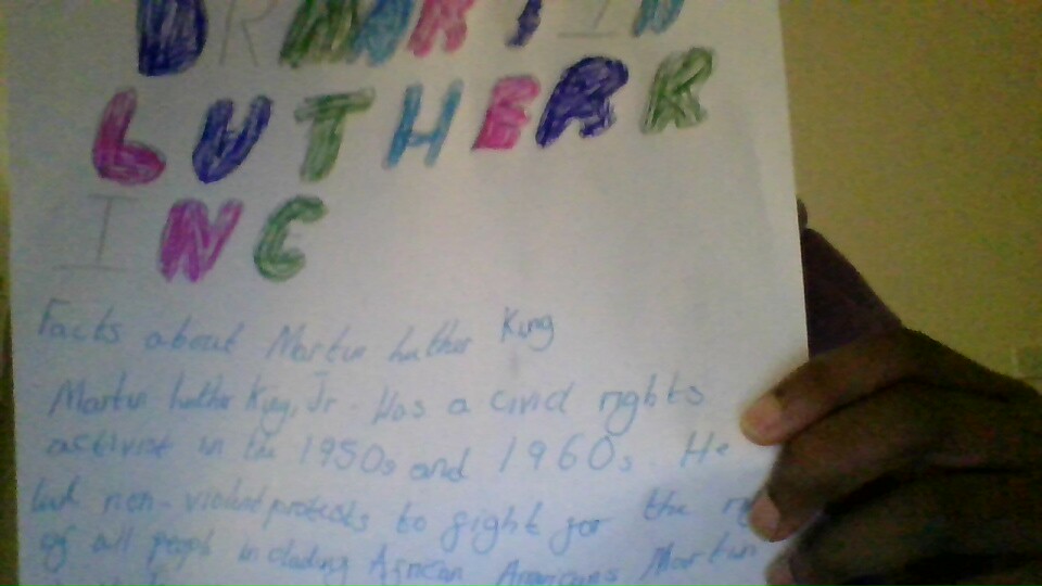 We’ve had some lovely Remote Extra submissions this week. 

Year 8 Ann Marie Betts has been getting crafty with some knitting and Year 7 Teslimat Omisola found a creative way to share facts on Martin Luther King.
