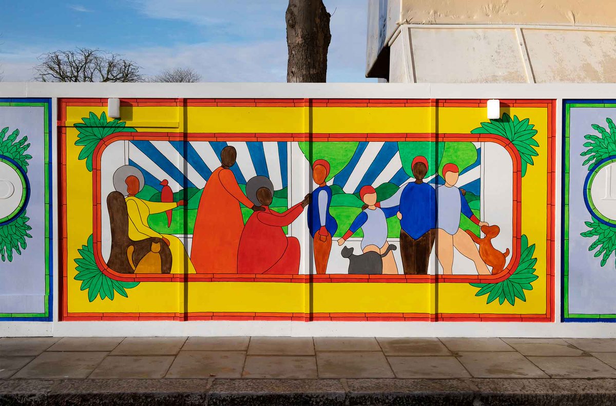 RCA's tweet photo. TOGETHER AS ONE – a public mural by our 2020 MA Interior Design grad @adalbertolonard is now open on 7 Lansdowne Road in Notting Hill⁠! In collaboration with @KCAWlondon, @London_Projects and @studioindigoltd. https://t.co/DB45kSLCZ4