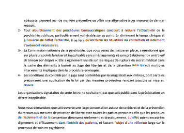 CordierCaroline's tweet photo. ♦️Lettre au ministre @olivierveran par une quinzaine d'organisations (psychiatres hospitaliers, universitaires, infirmiers #IPA, directeurs d'hôpital..) demandant de ne pas publier un décret "inapplicable" (réforme isolement-contention) & d'ouvrir une concertation #psychiatrie⬇️ https://t.co/3498DzTsua