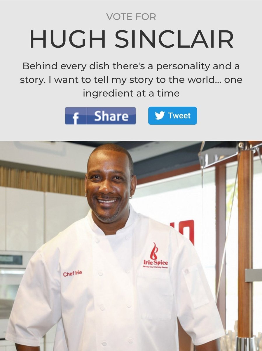 ChefIrie's tweet image. Today is the end of the 1st round. They will be several more. Continue to vote for @ChefIrie to get me through each round. #favchefcontest #PrivateChef click the link below to vote. 
favchef.com/2021/hugh-sinc…