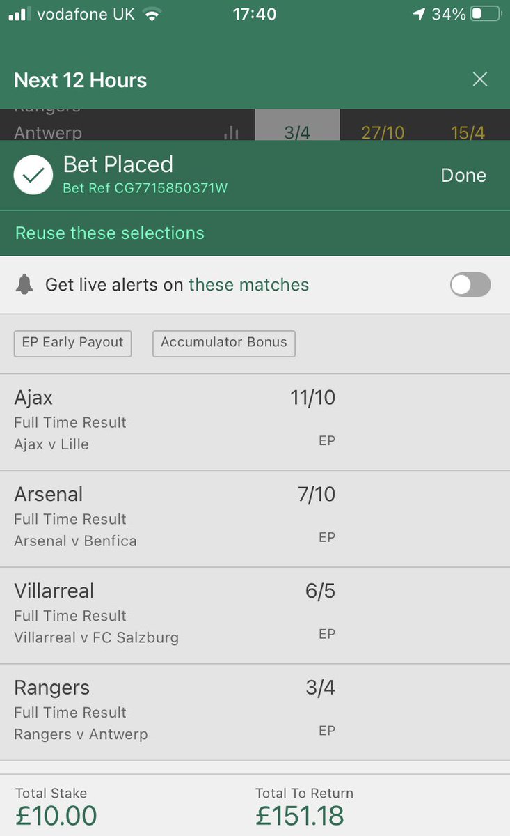 JohnMJames1's tweet photo. Football four fold. Four homes win is the selection. Ajax & Rangers are my risky picks tonight ⚽️⚽️⚽️⚽️ #ACCA #FourFold #EuropaLeague #ThursdayNightFootball https://t.co/hiSZ3fDZ0k