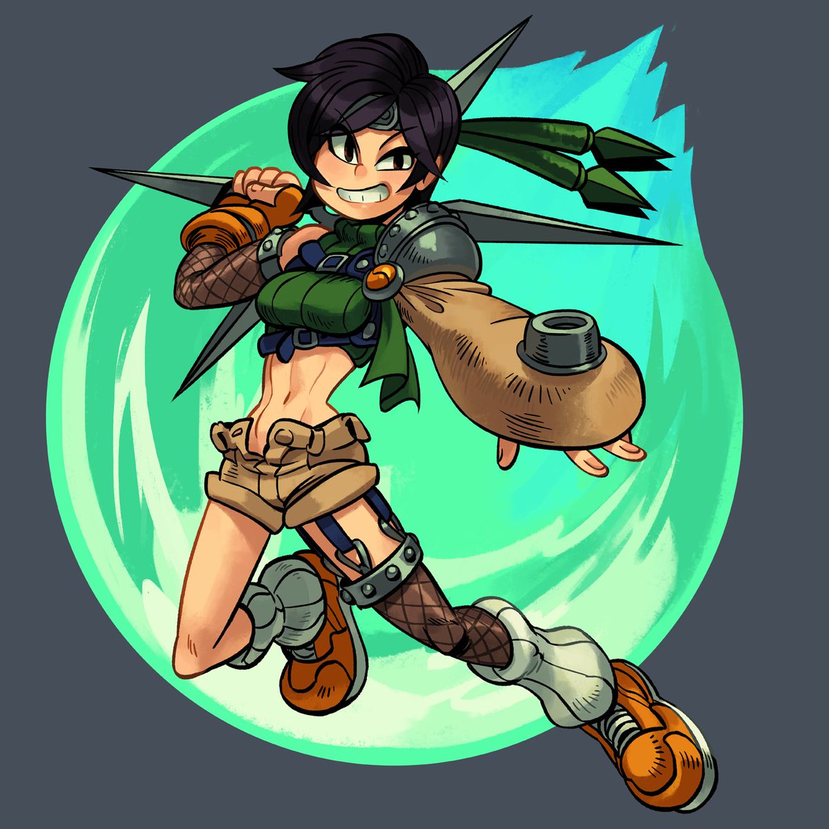 I like drawing Yuffie with this stupid expression lol. Anyway, gotta try the poncho version at some point eventually oho~ #FF7Remake 