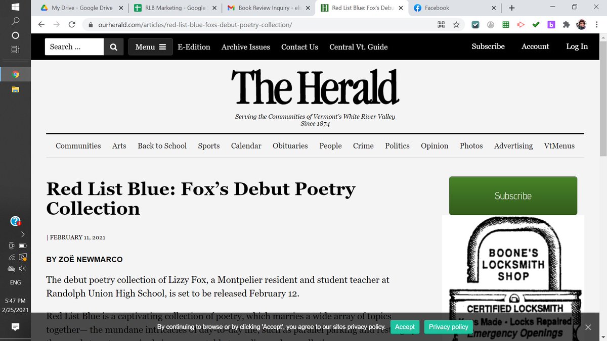 LizzyFox12's tweet photo. #Redlistblue reviewed in The White River Valley Herald today! https://t.co/EAIZFXtiAk https://t.co/Nyp0LPiQvI