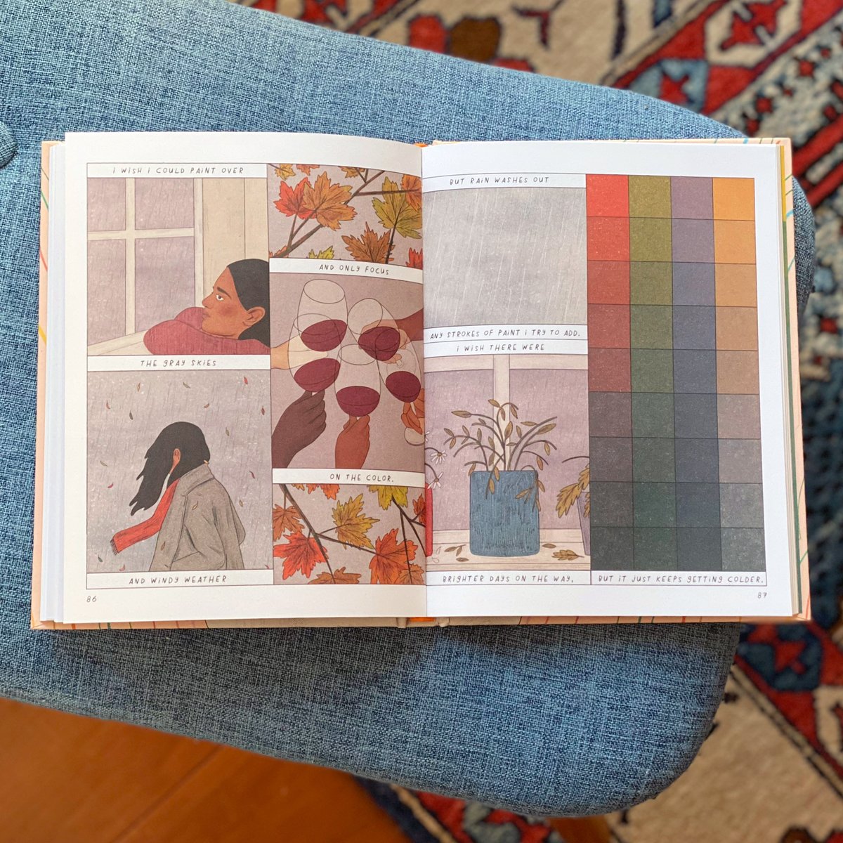 randomhouse's tweet photo. We can’t stop staring at the pages of FEELINGS, @manjitthapp's stunning new illustrated memoir that takes readers through a year of emotions—from the saturated highs of early summer to the gray isolation of late winter. Swipe through to get a sneak peek of the interior. https://t.co/4QtGcrC1k9
