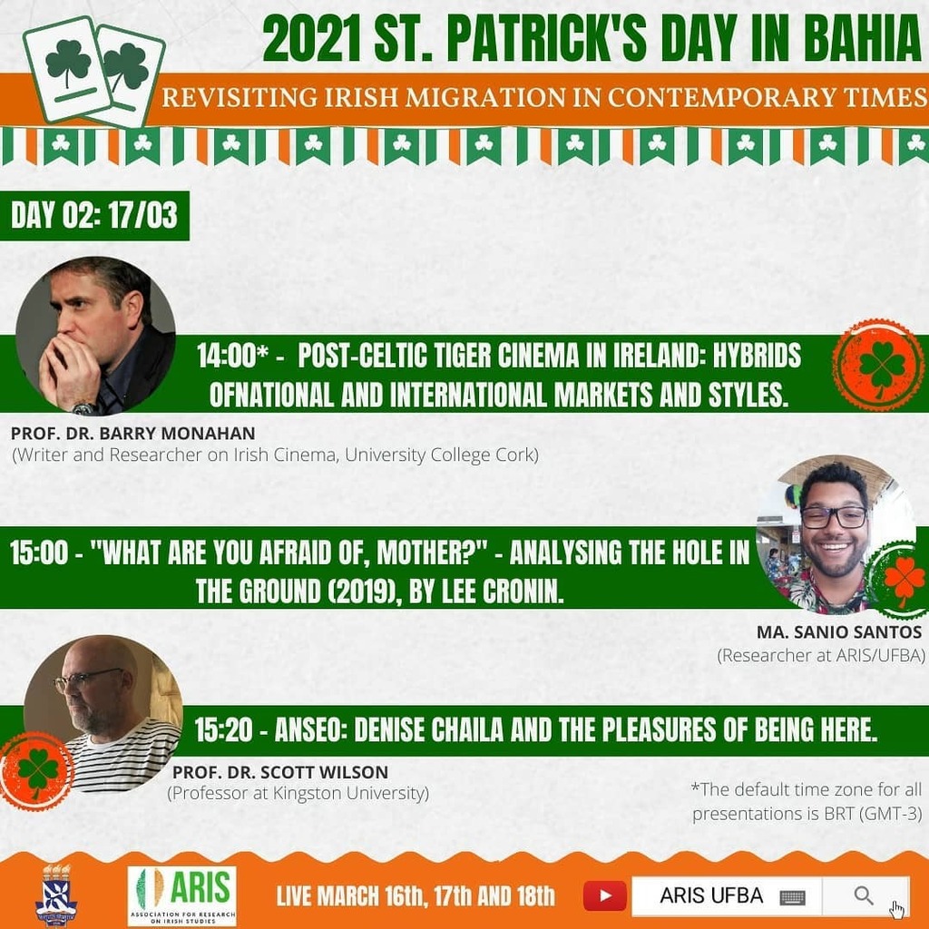 Confira a programação do segundo dia de celebração virtual do St. Patrick's Day 2021 da Association for Research on Irish Studies (ARIS UFBA)! Dias 16, 17 e 18 de Março no canal ARIS UFBA do YouTube. Link na bio. 💚🧡🇮🇪
-
-
-
#Ireland #Irlanda #Evento … instagr.am/p/CLu2YoRJaG5/