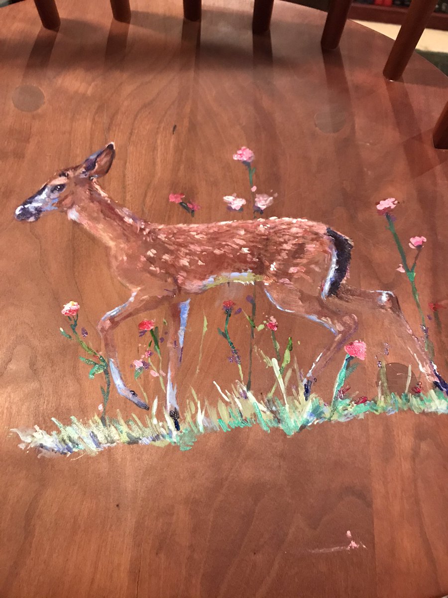 Belacqua_Fish's tweet photo. 02/25, Bloom, acrylic on a wooden chair, 2021. In celebration of my niece Rose. https://t.co/WDw31euHxk