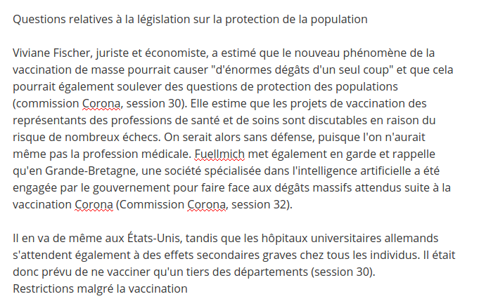 Exemple de ce qu'on trouve comme prose en fouillant sur le site :  https://poschenker.wordpress.com/2020/12/29/horror-risiken-nach-corona-impfung-bekaempft-koerper-eigene-zellen/C'est en allemand, et voici quelques extraits.14/n