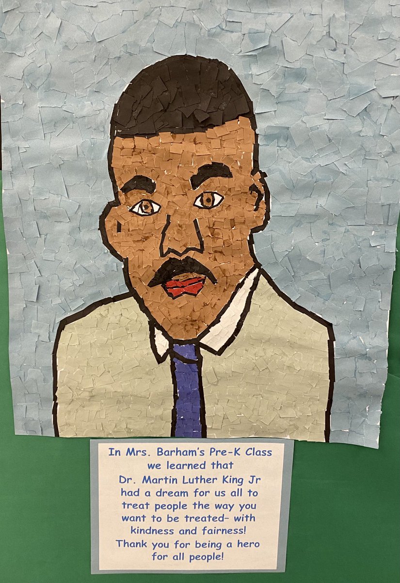 BarhamLeslee's tweet photo. Mrs. Barham’s class celebrated Black History Month by making a Dr. Martin Luther King Jr mosaic as a class project! Students worked together and know the importance of being kind and fair! 
#futureleaders
#mwisdmatters https://t.co/U0lBILHGR3