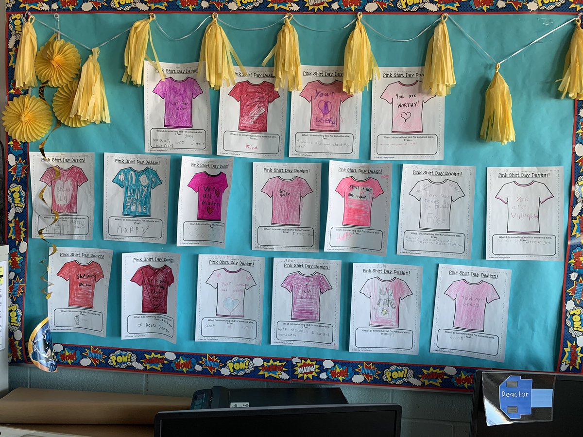 mrs_conti's tweet photo. Pink Shirt Day in the #batcrew! @JBoltonps https://t.co/JLuWz90gHb