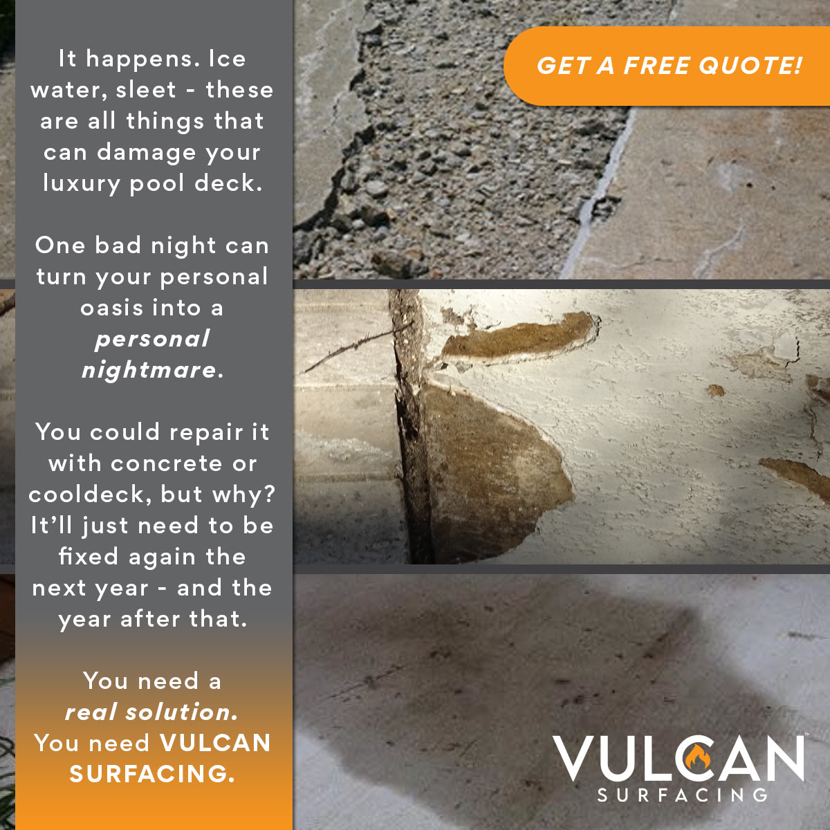VulcanSurfacing's tweet photo. 🔥 Need your #pool deck repaired? We've got you covered! Vulcan Surfacing's #flexible #non-slip, weather-ready EPDM surfacing Is the solution to your damaged deck problems!  - https://t.co/G4A30dcZ2a https://t.co/t5KhvSUByo